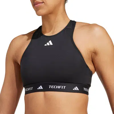 adidas Techfit Highneck Medium Support Sport BH Zwart