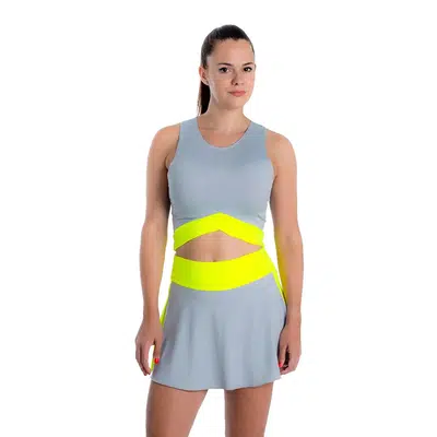 Belen Berbel Bora Padel Jurk Grijs/Geel