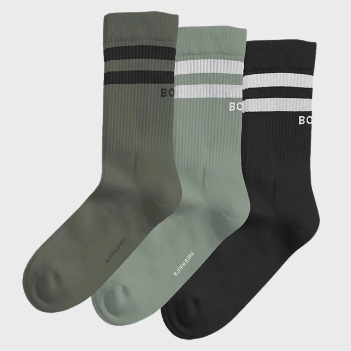 Björn Borg Core Crew Sokken Zwart/Groen (3-Pack)