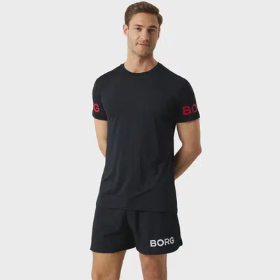 Björn Borg T-Shirt Heren Zwart Rood Logo