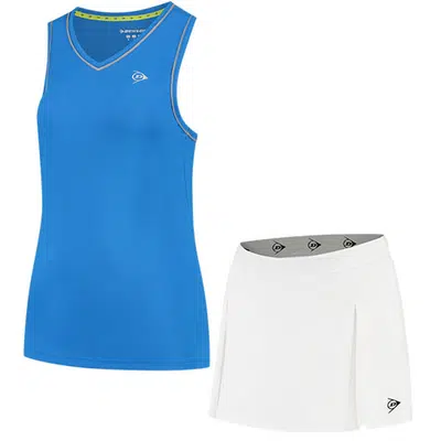 Dunlop Dames Club Tank en Rok Set Blauw/Wit