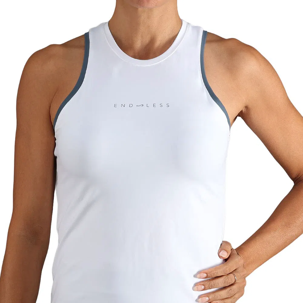 Endless Essential Tanktop Wit / Denim Dames