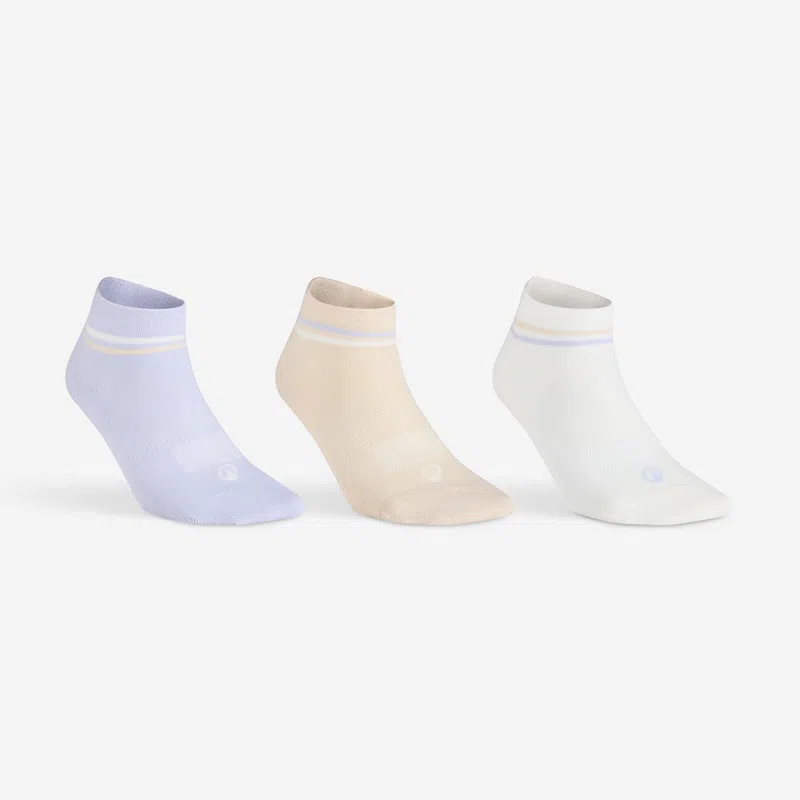 Decathlon RS 160 Halfhoge Sportsokken Paars/Beige/Wit 3-Pack