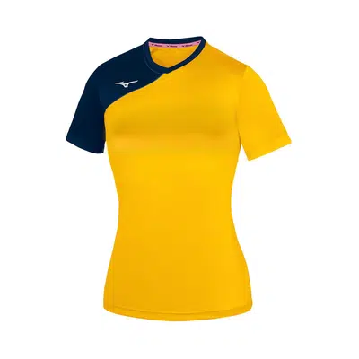 Mizuno Team Trad Soukyu Dames T-Shirt Geel/Donkerblauw