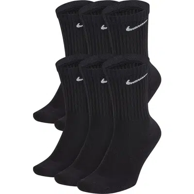 Nike Cushioned Crew Sokken 6-Pack Zwart